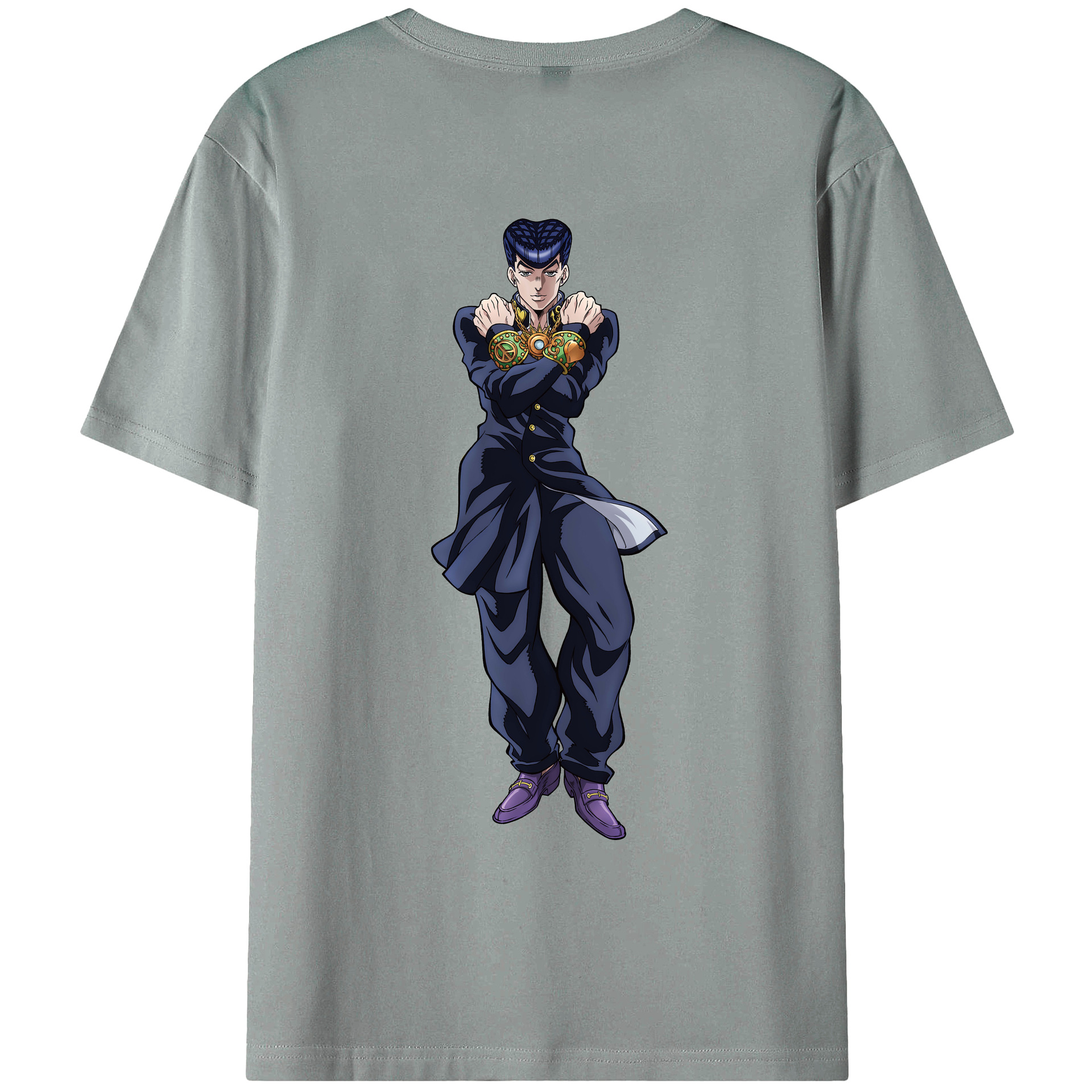 （画像用） ジョジョの奇妙な冒険 ひがしかた じょうすけ JoJo's Bizarre Adventure Higashikata Josuke 綿100％ メンズ半袖Tシャツ（バックプリント） 通気性